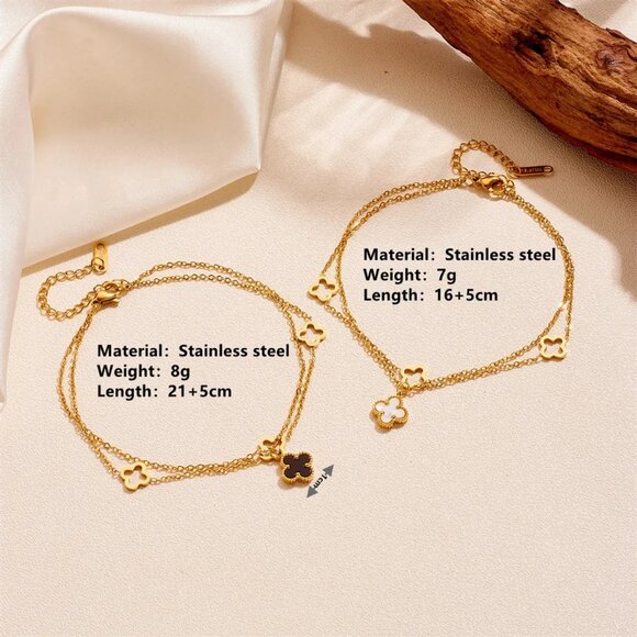 Elegant 18K Gold-Plated Flower Anklet β Stainless Steel, Romantic & Chic - Picture 2 of 7